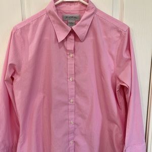 Women’s Brooks Brothers size 12 pink stripe Non-Iron blouse in ECU.